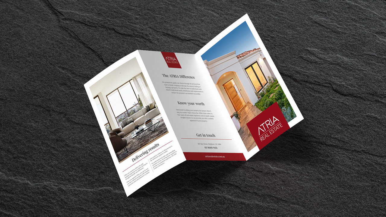 A4 Roll Fold Brochure for Atria Real Estate